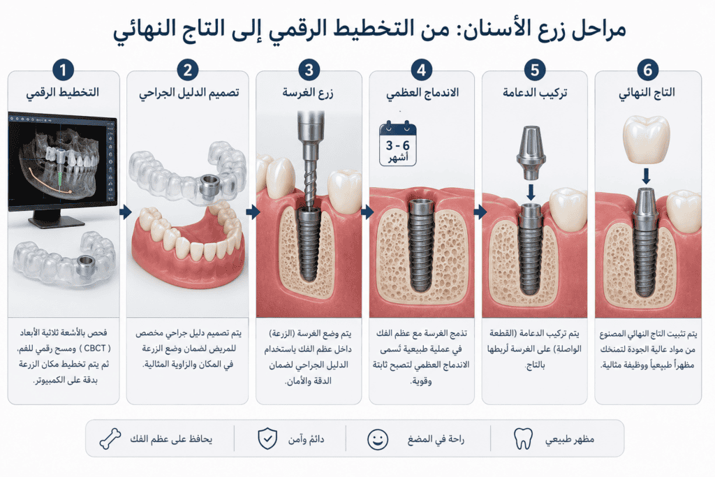 مراحل زرع الأسنان في عيادة أسنان جدة حي السلامة